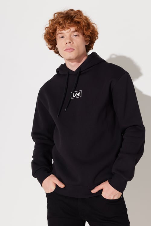 Lee Pamuklu Regular Fit Kapüşonlu Erkek Sweat L212302001 SİYAH