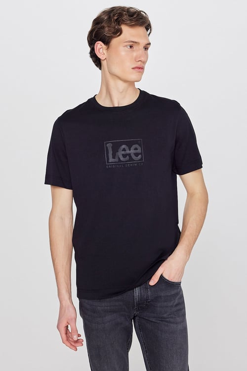 Lee Pamuklu Regular Fit Logo Baskılı Bisiklet Yaka Erkek T Shirt L2610101 001 SİYAH