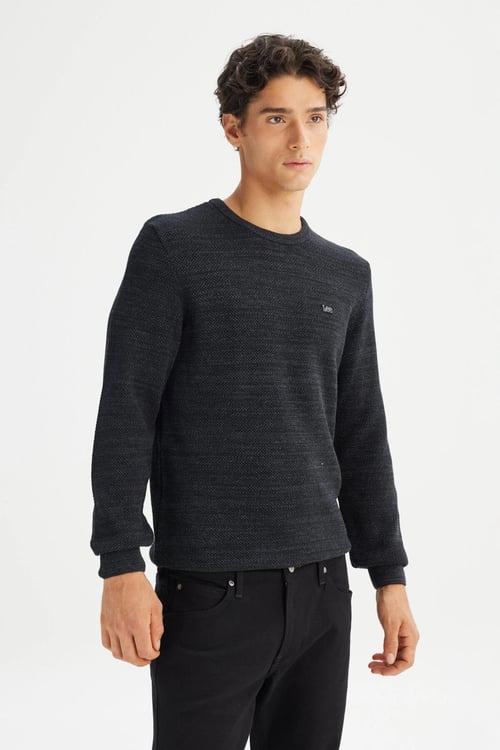 Lee Pamuklu Regular Fit Logolu Bisiklet Yaka Erkek Kazak L2520364 003 ANTRASİT
