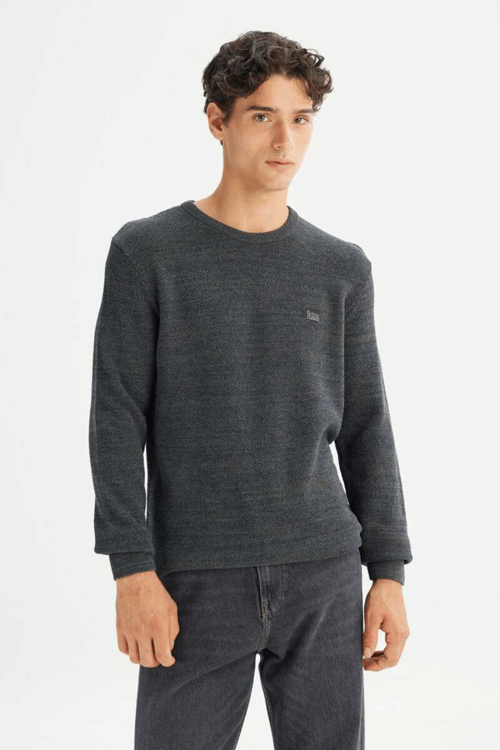 Lee Pamuklu Regular Fit Logolu Bisiklet Yaka Erkek Kazak L2520364 801 KOYU HAKİ