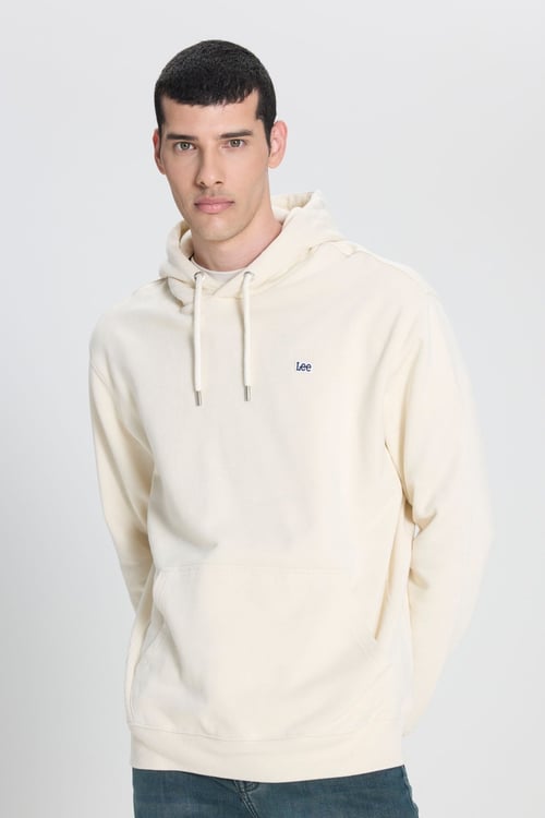 Lee Pamuklu Regular Fit Şardonlu Kapüşon Yaka Erkek Sweat L80YRY 102 BEYAZ