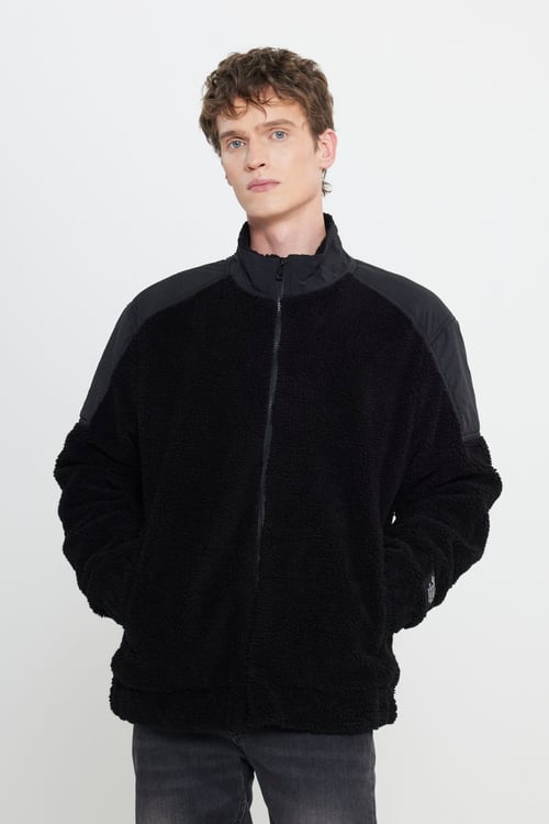 Lee Relaxed Fit Polarlı Dik Yaka Cepli Erkek Ceket L242525 001 SİYAH