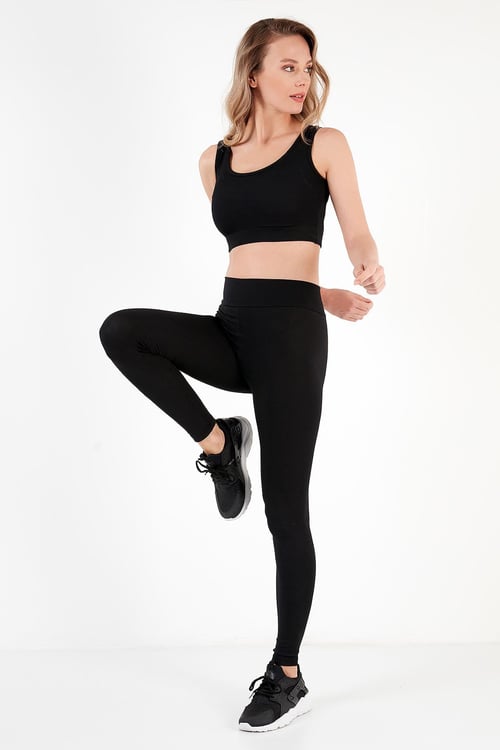 Lela Esnek Slim Fit Toparlayıcı Yüksek Bel Bayan Tayt 5865552 SİYAH