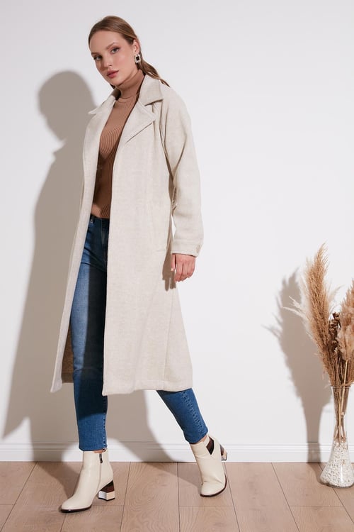 Lela Oversize Kemerli Cepli Kışlık Bayan Kaban 42190454 AÇIK VİZON