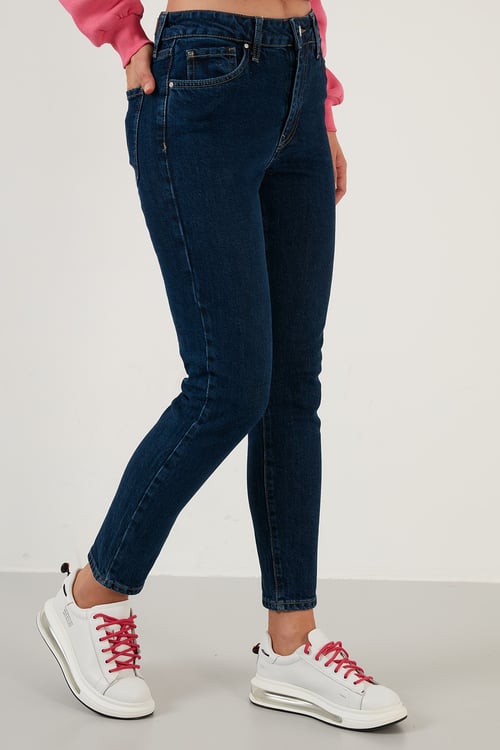 Lela Pamuklu Slim Fit Yüksek Bel Dar Paça Jeans Bayan Kot Pantolon 639LOREN AÇIK MAVİ