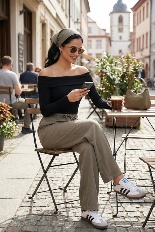 Lela Relaxed Fit Yüksek Bel Bol Paça Bağlamalı Bayan Pantolon 6923874 HAKİ