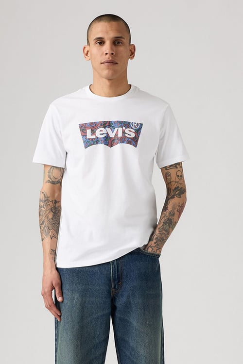 Levi's % 100 Pamuk Regular Fit Bisiklet Yaka Logolu Erkek T Shirt A2823-0316 BEYAZ