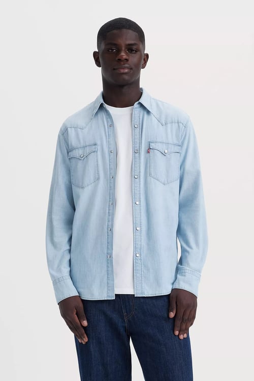Levi's % 100 Pamuk Regular Fit Cepli Erkek Kot Gömlek 85744-0066 AÇIK MAVİ