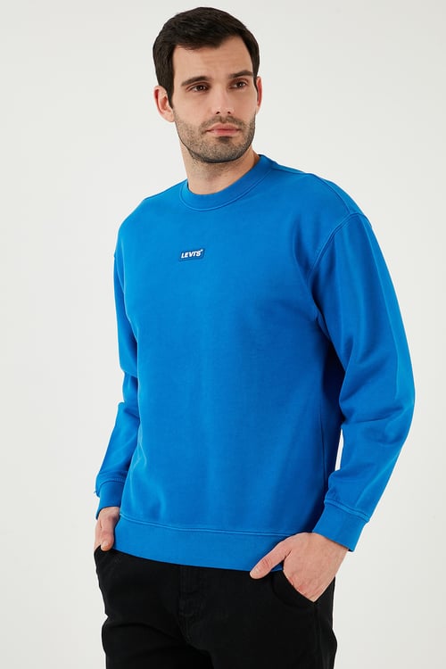 Levi's % 100 Pamuk Relaxed Fit Bisiklet Yaka Logolu Erkek Sweat