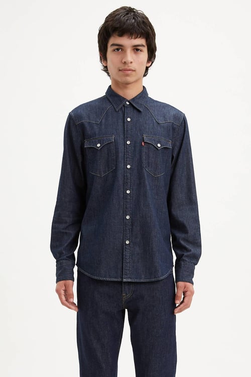 Levi's % 100 Pamuklu Çift Cepli Uzun Kollu Erkek Kot Gömlek 85744-0000 LACİVERT