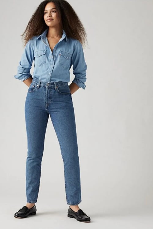 Levi's 501 % 100 Pamuk Regular Fit Normal Bel Düz Paça Jeans Bayan Kot Pantolon A7742-0014 KOYU MAVİ