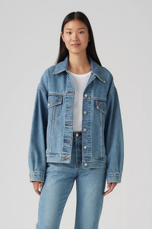 Levi's 90S % 100 Pamuk Relaxed Fit Düz Yaka Bayan Kot Ceket A1743-0127 MAVİ