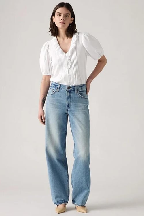 Levi's Baggy Pamuklu Loose Fit Yüksek Bel Bol Paça Jeans Bayan Kot Pantolon 001TI-0004 MAVİ