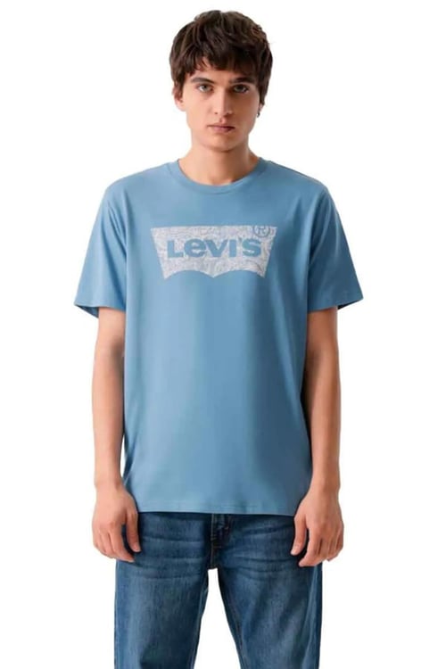 Levi's Baskılı % 100 Pamuk Standart Fit Bisiklet Yaka Erkek T Shirt 22491-1951 MAVİ
