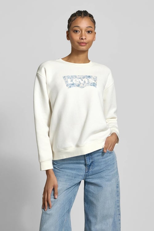 Levi's Baskılı Pamuklu Standart Fit Bisiklet Yaka Bayan Sweat A8800-0044 KREM