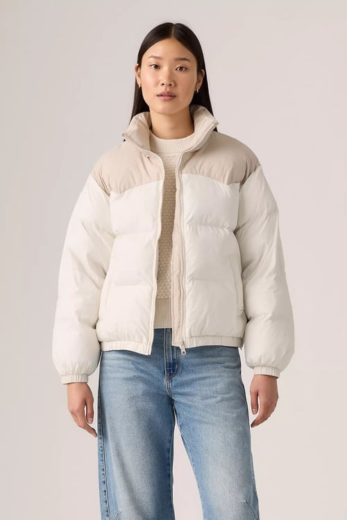 Levi's Kapitoneli Regular Fit Dik Yaka Kadın Mont 003FV-0000 Beyaz-Taş