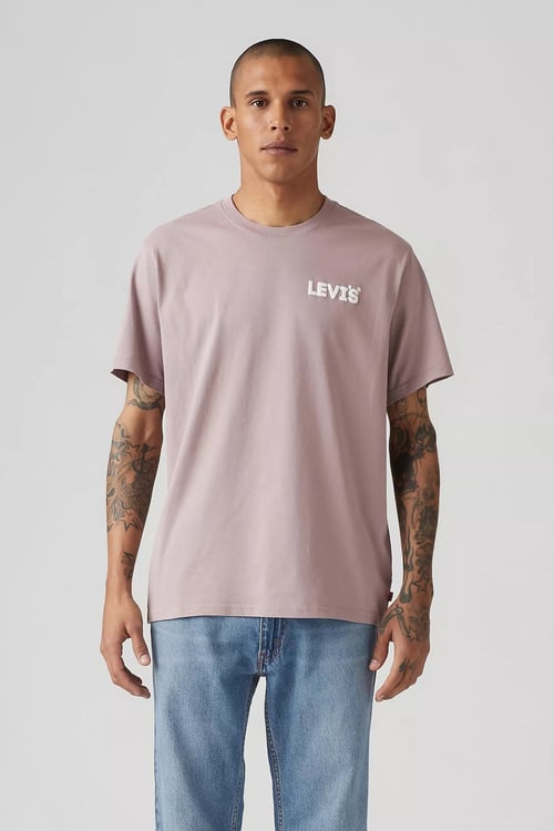 Levi's Logo Baskılı % 100 Pamuk Relaxed Fit Bisiklet Yaka Erkek T Shirt 16143-1838 GÜL KURUSU