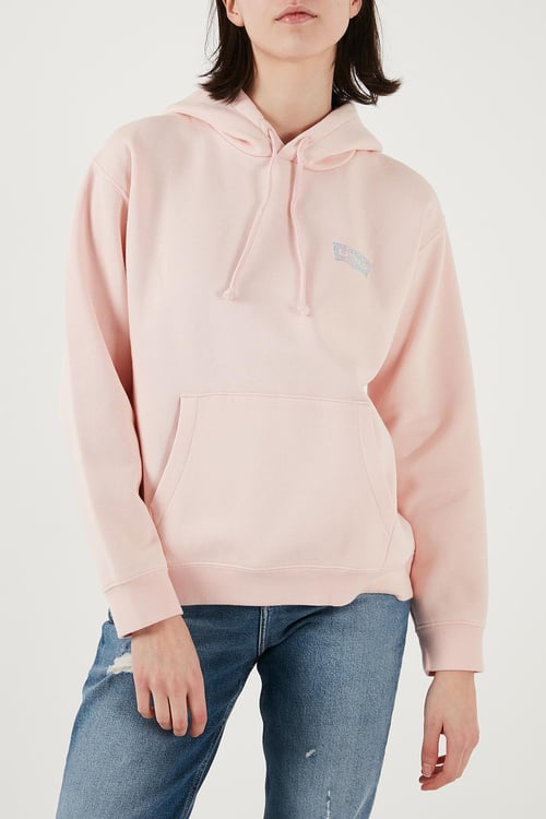 Levi's Pamuk Karışımlı Regular Fit Kapüşonlu Logolu Bayan Sweat 001U6-0006 PEMBE