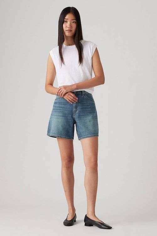 Levi's Pamuk ve Keten Karışımlı Baggy Fit Yüksek Bel Bayan Short A9311-0017 MAVİ