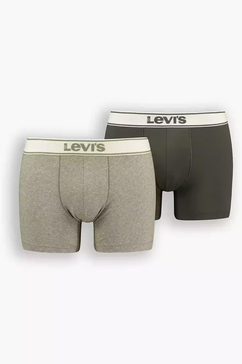Levi's Pamuklu 2 Pack Erkek Boxer 37149-0847 Koyu Haki-Açık Yeşil