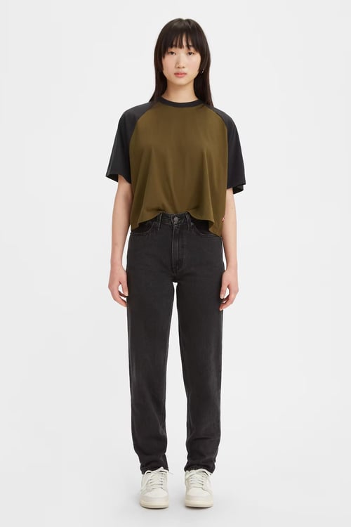 Levi's Pamuklu 80S Yüksek Bel Boru Paça Mom Jeans Bayan Kot Pantolon A3506-0006 KOYU GRİ