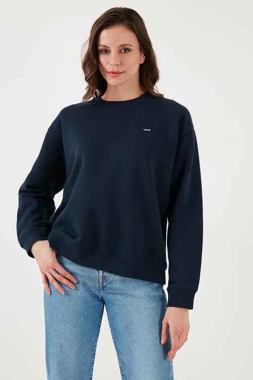 Levi's Pamuklu Relaxed Fit Bisiklet Yaka Bayan Sweat 001TY-0001 LACİVERT