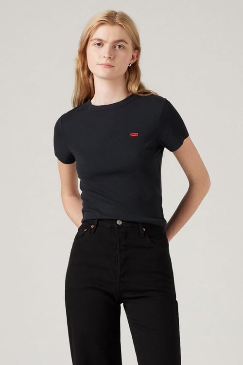 Levi's Pamuklu Slim Fit Bisiklet Yaka Logolu Crop Kadın T Shirt 005G4-0000 SİYAH