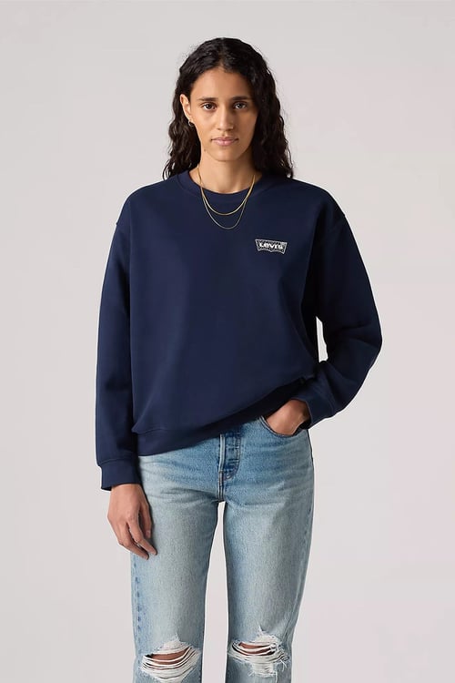 Levi's Pamuklu Standart Fit Bisiklet Yaka Bayan Sweat A8800-0049 LACİVERT