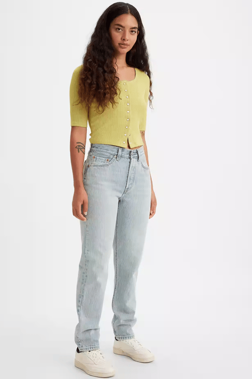 Levi's Pamuklu Yüksek Bel Düz Paça 501 Jeans Bayan Kot Pantolon A4699-0006 AÇIK MAVİ