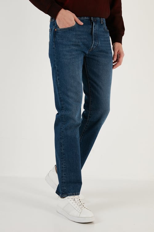 Levi's Regular Fit Boru Paça Pamuklu 501 Jeans Erkek Kot Pantolon 005013249 MAVİ