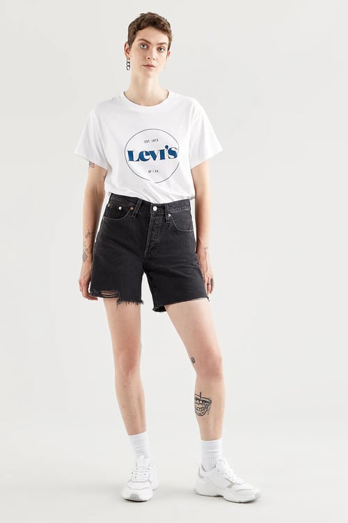 Levi's Yüksek Bel % 100 Pamuk Kot Bayan Short 85833-0016 SİYAH