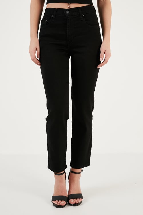 Levi's Yüksek Bel Düz Paça Slim Straight Cropped 724 Jeans Bayan Kot Pantolon A7737-0000 SİYAH
