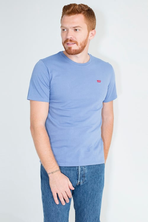 Logo Baskılı Bisiklet Yaka % 100 Pamuk Erkek T Shirt 566050079 İNDİGO