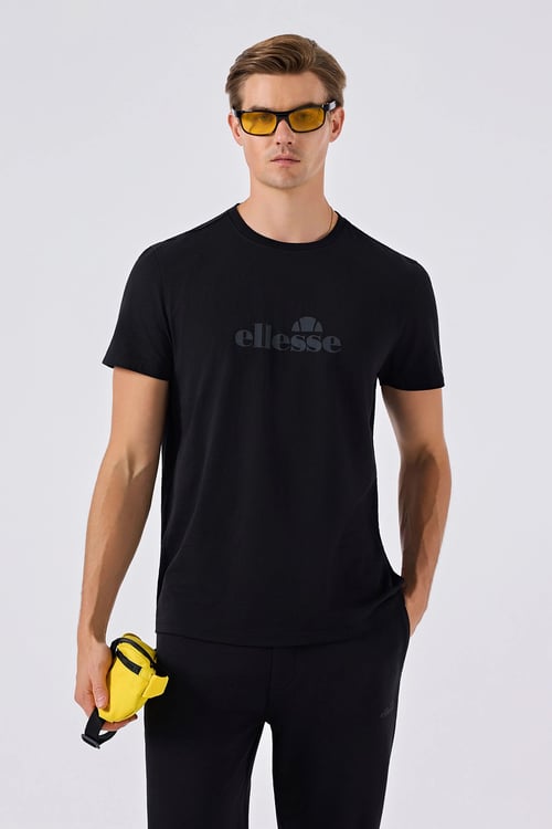 Logolu % 100 Pamuk Regular Fit Bisiklet Yaka Erkek T Shirt 6SM5017-BK SİYAH