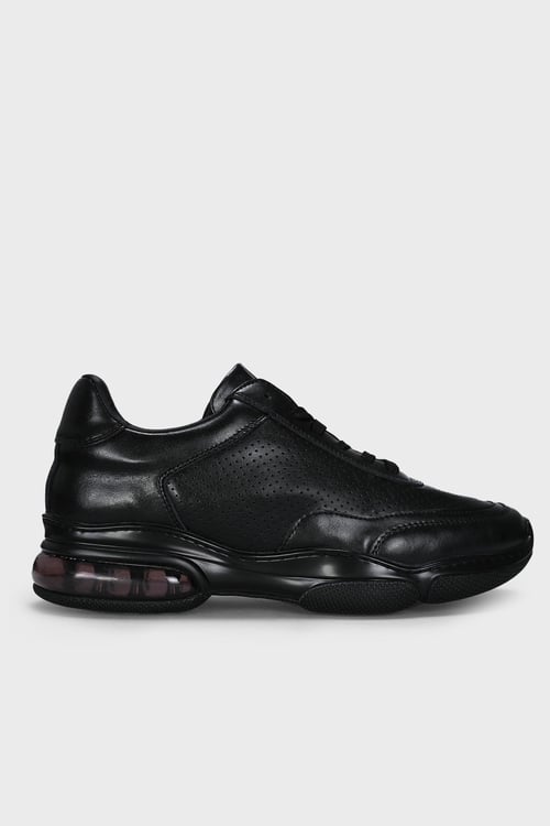 Logolu Deri Sneaker Erkek Ayakkabı 111230301 SİYAH