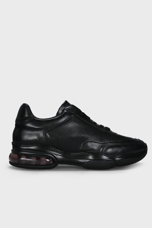 Logolu Deri Sneaker Erkek Ayakkabı 111230301 SİYAH