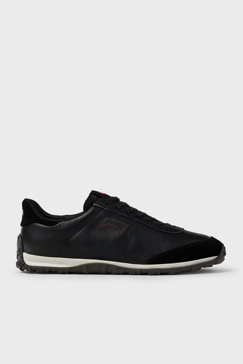 Logolu Deri Sneaker Erkek Ayakkabı K101097-002 Siyah