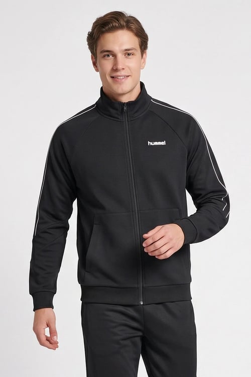 Logolu Dik Yaka Fermuarlı Erkek Sweat 922578-2001 SİYAH