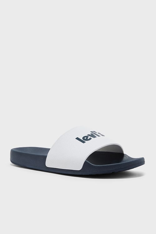 Logolu Düz Erkek Terlik D6561-0001 LACİVERT-BEYAZ