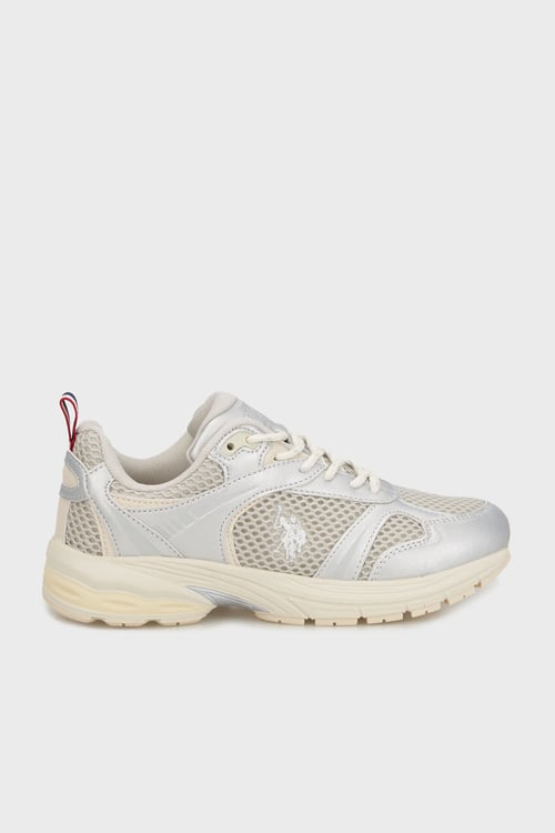 Logolu Kalın Taban Metalik Sneaker Kadın Ayakkabı DANVI 5FX GRİ