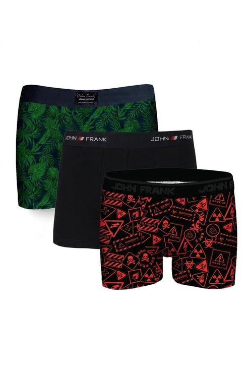 Logolu Pamuklu 3'lü Paket Erkek Boxer JFBS3 Yeşil-Lacivert-STuruncu