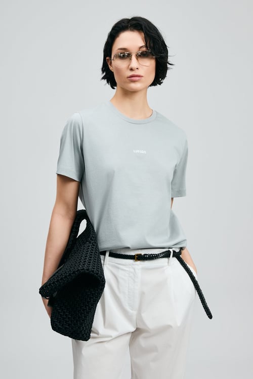 Logolu Pamuklu Comfort Fit Bisiklet Yaka Kadın T Shirt 121020034 MAVİ