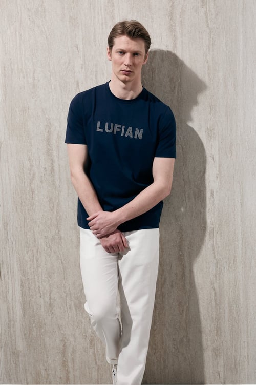 Logolu Pamuklu Comfort Fit Bisiklet Yaka Erkek T Shirt 111020280 LACİVERT