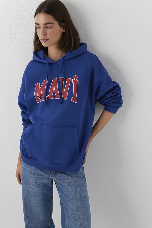Logolu Pamuklu Oversize Kapüşonlu Kadın Sweat 1600361-70758 SAKS