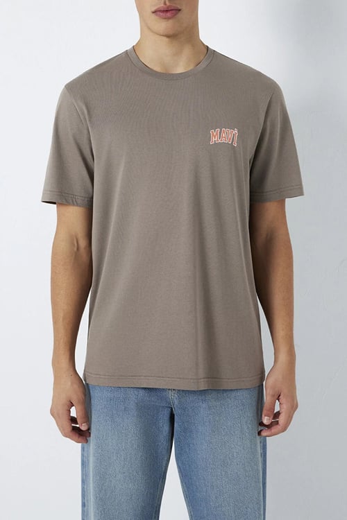 Logolu Pamuklu Regular Fit Bisiklet Yaka Erkek T Shirt 0611714-87875 KAHVE