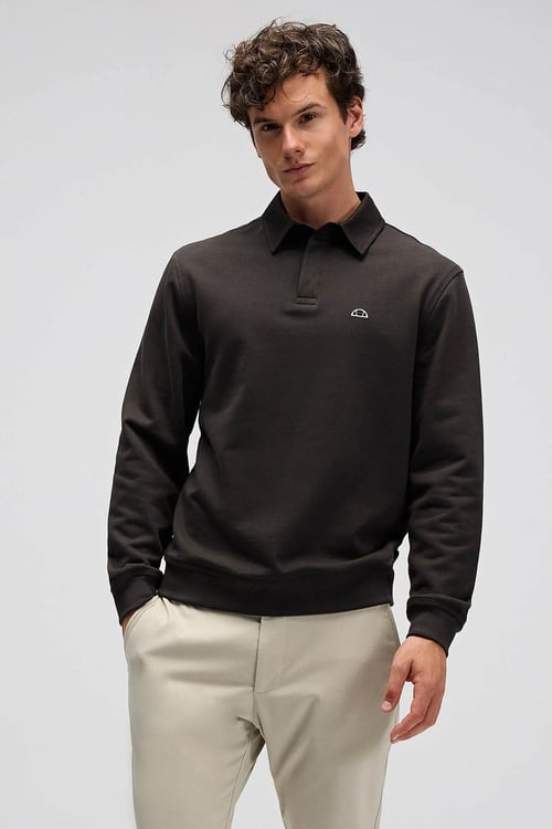 Logolu Pamuklu Regular Fit Düğmeli Erkek Polo Yaka Sweat EM607-KH KOYU HAKİ