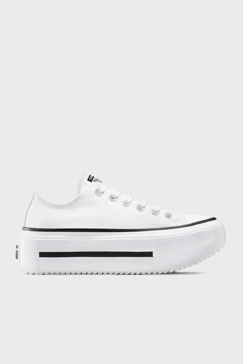 Logolu Tırtıklı Platform Taban Sneaker Kadın Ayakkabı A15491C 102 BEYAZ-SİYAH