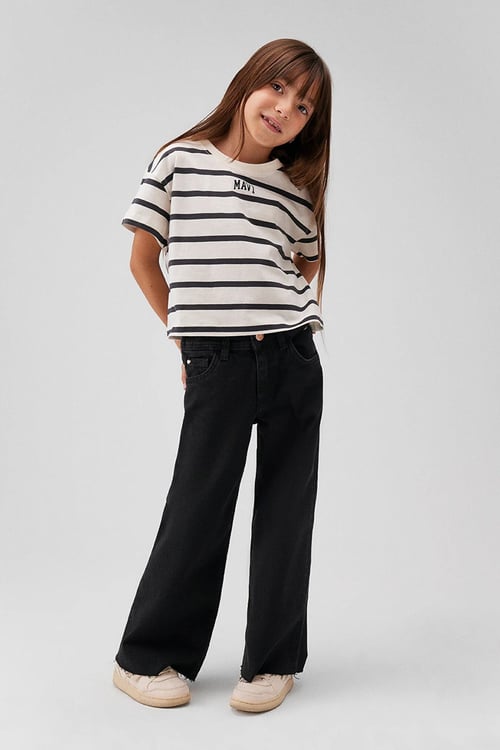 Lori Pamuklu Wide Leg Normal Bel Geniş Paça Jeans Kız Çocuk Kot Pantolon 7010036-82058 SİYAH