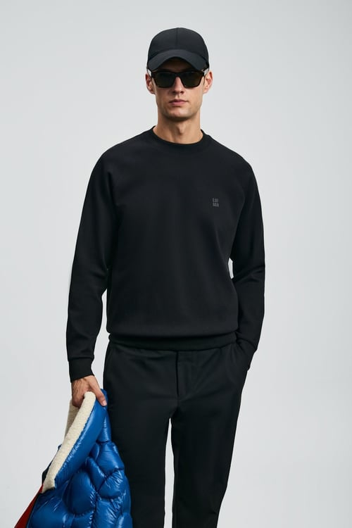 Lufian Grant Logolu Pamuklu Regular Fit Bisiklet Yaka Erkek Sweat 112030179 SİYAH