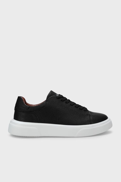 Lufian Hakiki Deri Logolu Bağcıklı Sneaker Erkek Ayakkabı 112230222 SİYAH
